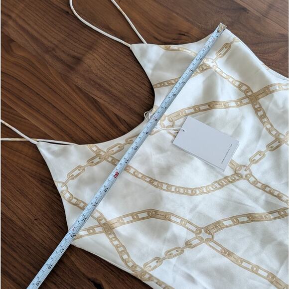 NWT Anine Bing Lisette Chain Printed 100% Silk-charmeuse Slip Mini Dress, size L - Picture 6 of 9